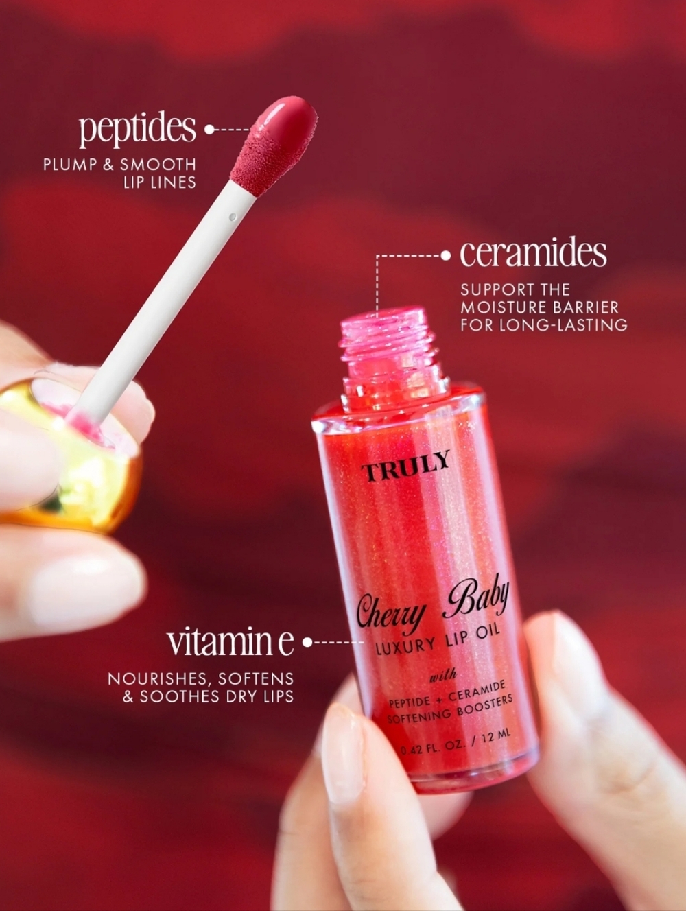 TRULY Soft Serve Luxury Lip Oil - Coral Red